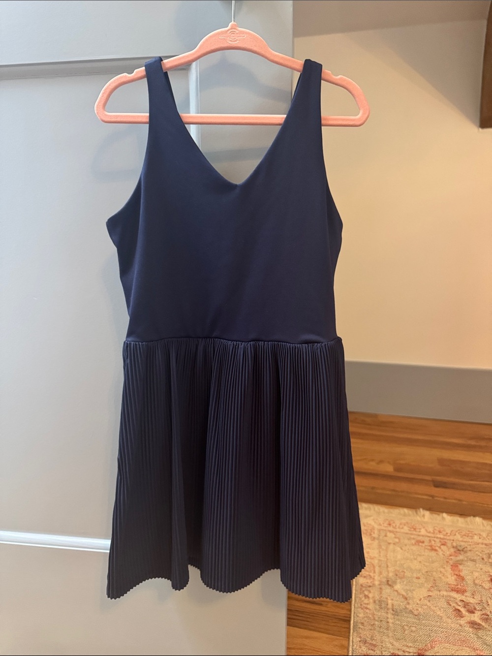 all in motion Navy Pleated V-Neck Dress